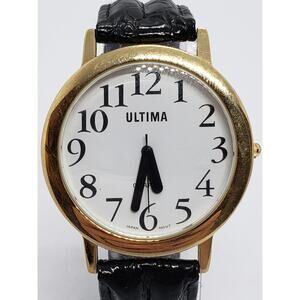 Ultima men's watch Large face with gold bevel Adjustable band Working watch